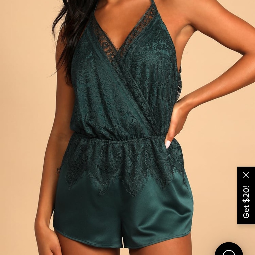 Emerald green lace teddy/lounge/romper